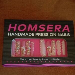 Pink and Gold Handmade Press On Nails